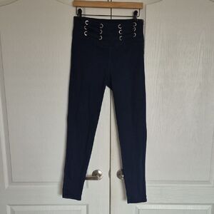 Studio F High- Rise Navy Women's Jeans with Eyelet Detail